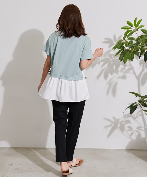 Arnold Palmer（アーノルドパーマー）の「シルケット 天竺 切替 ドロスト トップス（Tシャツ/カットソー・レディース・ミント/ホワイト/ブラック・L/S/M）」の20枚目の写真