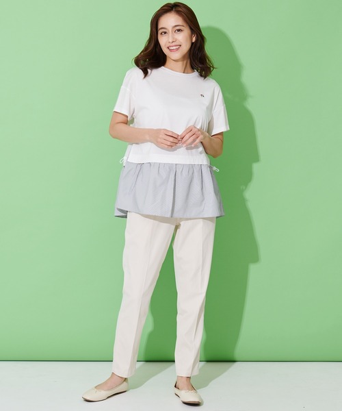 Arnold Palmer（アーノルドパーマー）の「シルケット 天竺 切替 ドロスト トップス（Tシャツ/カットソー・レディース・ミント/ホワイト/ブラック・L/S/M）」の11枚目の写真