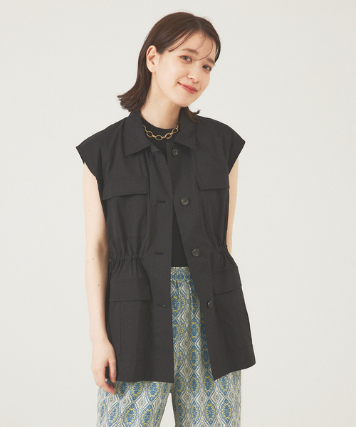 abahouse mavie（アバハウスマヴィ）の「ミリタリーシャツベスト（ベスト・レディース・グレイッシュブルー/ホワイト/ブラック・フリー）」の2枚目の写真