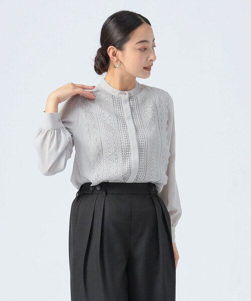 BEAMS HEART(ビームスハート)の「【WEB限定】フロントレース ブラウス(洗濯機可能)(シャツ/ブラウス・レディース・ベージュ/オフホワイト/ブラック/ネイビー/ライトグレー・FREE)」の3枚目の写真