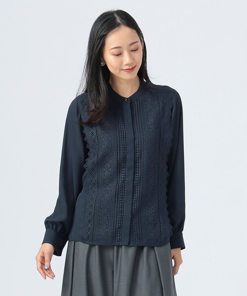 BEAMS HEART(ビームスハート)の「【WEB限定】フロントレース ブラウス(洗濯機可能)(シャツ/ブラウス・レディース・ベージュ/オフホワイト/ブラック/ネイビー/ライトグレー・FREE)」の18枚目の写真