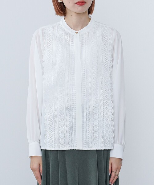 BEAMS HEART(ビームスハート)の「【WEB限定】フロントレース ブラウス(洗濯機可能)(シャツ/ブラウス・レディース・ベージュ/オフホワイト/ブラック/ネイビー/ライトグレー・FREE)」の19枚目の写真