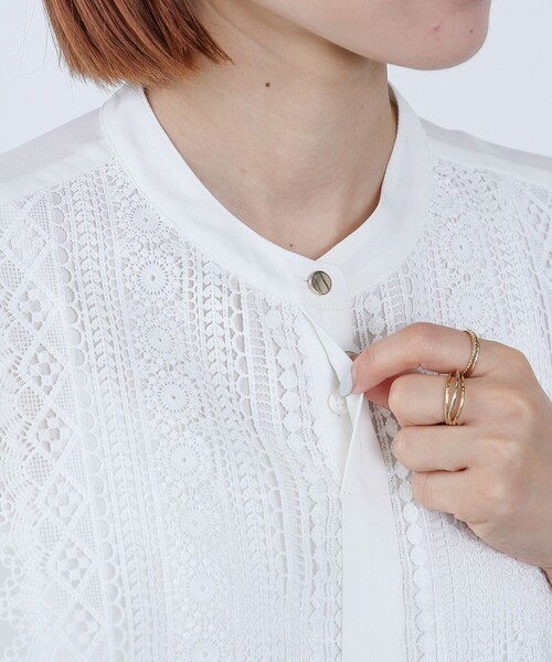 BEAMS HEART(ビームスハート)の「【WEB限定】フロントレース ブラウス(洗濯機可能)(シャツ/ブラウス・レディース・ベージュ/オフホワイト/ブラック/ネイビー/ライトグレー・FREE)」の22枚目の写真