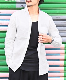 綿麻ホリゾンタルカラー長袖シャツ