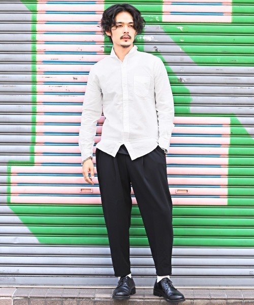 LUXSTYLE(ラグスタイル)の「綿麻ホリゾンタルカラー長袖シャツ(シャツ/ブラウス・メンズ・ホワイト/ブラック/ネイビー/ピンク/カーキ・M/L/XL)」の9枚目の写真