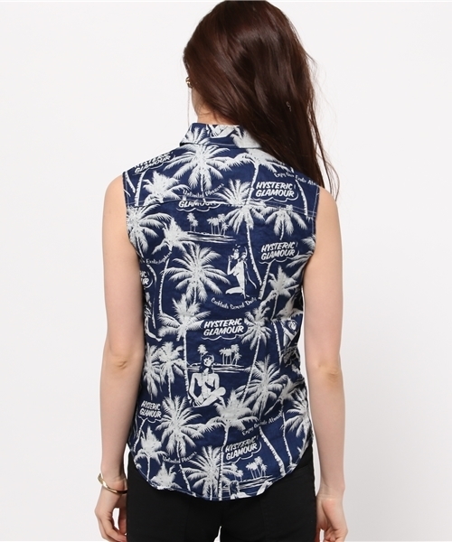 HYSTERIC GLAMOUR（ヒステリックグラマー）の「EXOTIC ATMOSPHERE総柄 ノースリーブSH（シャツ/ブラウス・レディース・ブルー系その他・FREE）」の6枚目の写真