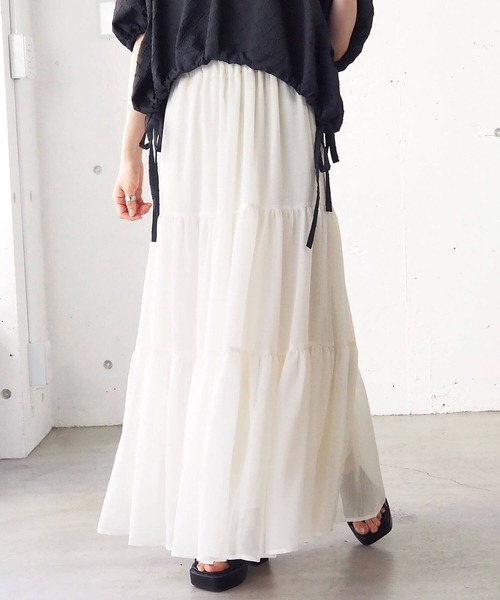 tiptop（ティップトップ）の「【アソート】ティアードロングスカート（スカート・レディース・アイボリー/ブラック/グレー/ブラック系その他/ホワイト系その他/グレー系その他/ホワイト系その他2/ブラック系その他2/ホワイト系その他3/ブラック系その他3/ブラック系その他4/ブルー系その他/ブラック系その他5/ブルー系その他2・FREE）」の20枚目の写真