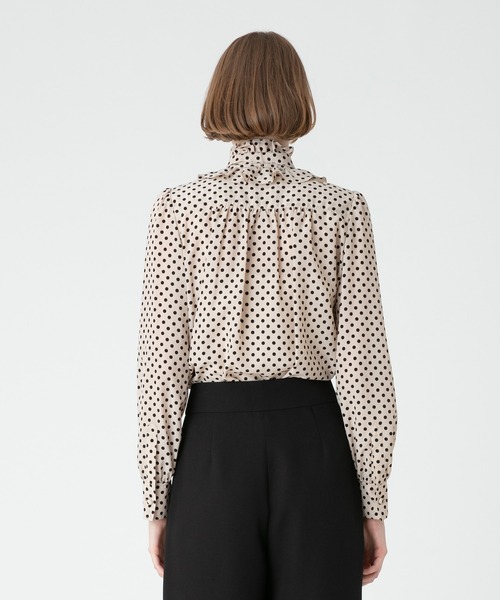 極美品 24SS ルルウィルビー デシンドットフリルボウタイブラウス ベージュ allureville｜【LOULOU WILLOUGHBY】◇デシンドットフリル