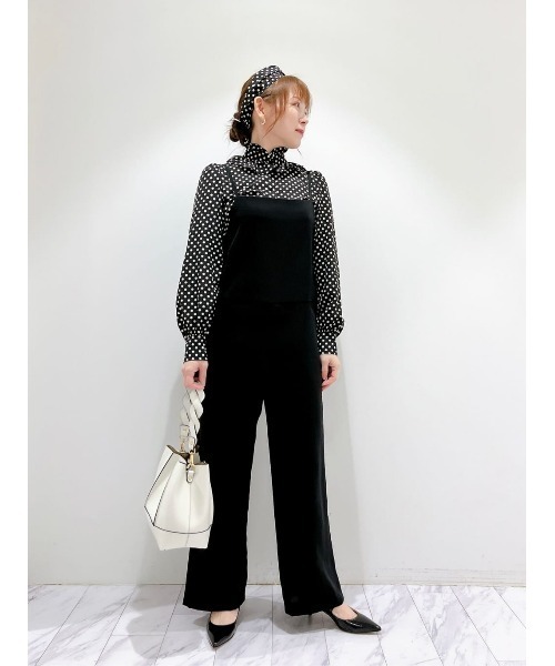 美品 ルルウィルビー デシンドットフリルボウタイブラウス 黒 2サイズ 定番 LOULOU WILLOUGHBY】デシンドットフリルボウタイブラウス