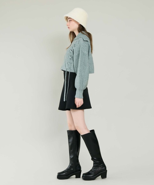 archives(アルシーヴ)の「レースアップBIGカラーニットカーディガン(ニット/セーター・レディース・アイボリー/ブルー/チャコールグレー・MEDIUM)」の20枚目の写真