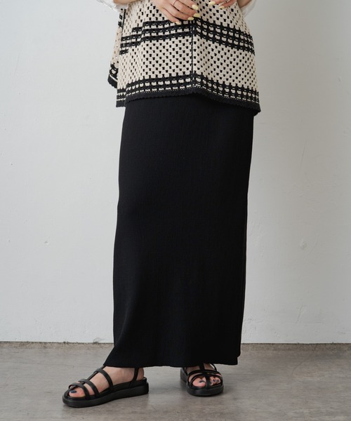 PUAL CE CIN（ピュアルセシン）の「【2023AW/Du noir】リブナロースカート（スカート・レディース・ブラウン/ブラック/グレイッシュベージュ・FREE）」の3枚目の写真