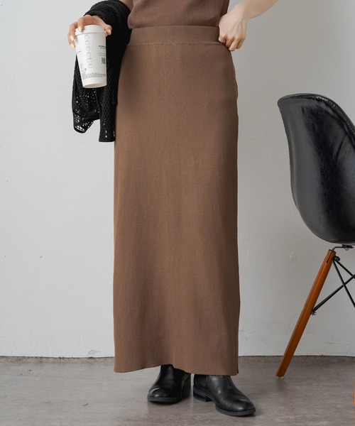 PUAL CE CIN（ピュアルセシン）の「【2023AW/Du noir】リブナロースカート（スカート・レディース・ブラウン/ブラック/グレイッシュベージュ・FREE）」の20枚目の写真