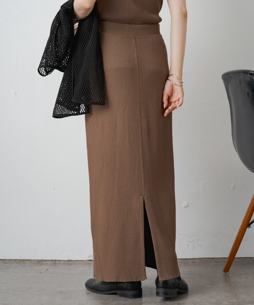 PUAL CE CIN（ピュアルセシン）の「【2023AW/Du noir】リブナロースカート（スカート・レディース・ブラウン/ブラック/グレイッシュベージュ・FREE）」の21枚目の写真