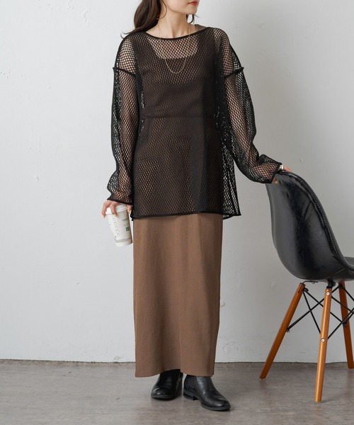 PUAL CE CIN（ピュアルセシン）の「【2023AW/Du noir】リブナロースカート（スカート・レディース・ブラウン/ブラック/グレイッシュベージュ・FREE）」の22枚目の写真