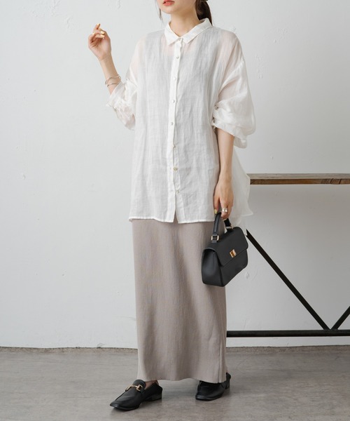 PUAL CE CIN（ピュアルセシン）の「【2023AW/Du noir】リブナロースカート（スカート・レディース・ブラウン/ブラック/グレイッシュベージュ・FREE）」の18枚目の写真