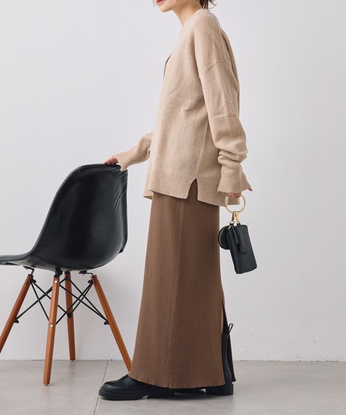 PUAL CE CIN（ピュアルセシン）の「【2023AW/Du noir】リブナロースカート（スカート・レディース・ブラウン/ブラック/グレイッシュベージュ・FREE）」の12枚目の写真