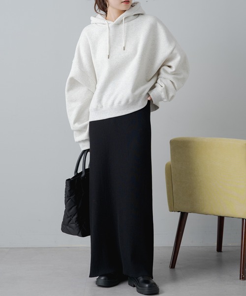 PUAL CE CIN（ピュアルセシン）の「【2023AW/Du noir】リブナロースカート（スカート・レディース・ブラウン/ブラック/グレイッシュベージュ・FREE）」の6枚目の写真