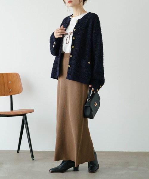 PUAL CE CIN（ピュアルセシン）の「【2023AW/Du noir】リブナロースカート（スカート・レディース・ブラウン/ブラック/グレイッシュベージュ・FREE）」の10枚目の写真