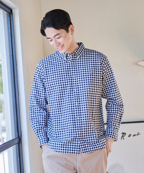 Arnold Palmer（アーノルドパーマー）の「アムンゼン ギンガム チェック リラックス シェア シャツ（シャツ/ブラウス・レディース・ブラック/ブラウン/ダークグリーン・L/S/XS/LL/M）」の7枚目の写真