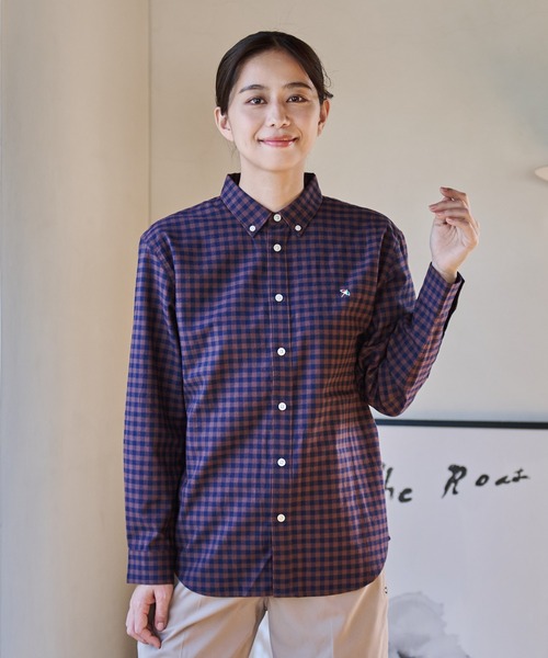 Arnold Palmer（アーノルドパーマー）の「アムンゼン ギンガム チェック リラックス シェア シャツ（シャツ/ブラウス・レディース・ブラック/ブラウン/ダークグリーン・L/S/XS/LL/M）」の14枚目の写真