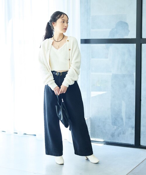 フラッフィー半袖カーデ セール】フラッフィー ニット ショートカーディガン