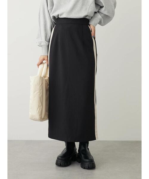 ELENCARE DUE（エレンカーレデュエ）の「・ELENCARE　DUE　サイドラインナロースカート（スカート・レディース・ブラック/ベージュ・FREE）」の3枚目の写真