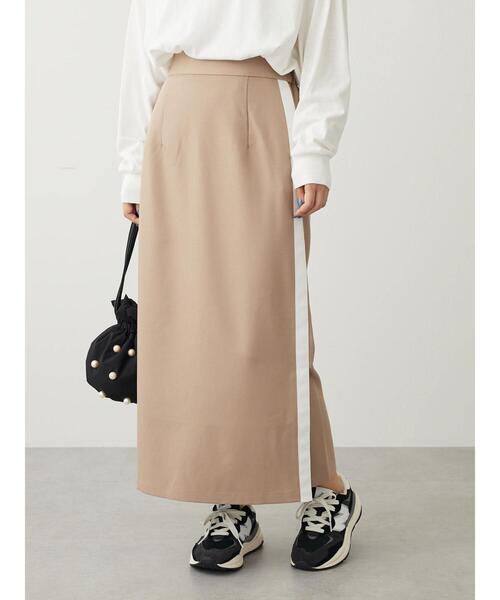 ELENCARE DUE（エレンカーレデュエ）の「・ELENCARE　DUE　サイドラインナロースカート（スカート・レディース・ブラック/ベージュ・FREE）」の4枚目の写真