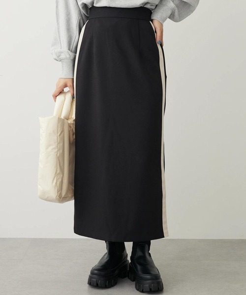 ELENCARE DUE（エレンカーレデュエ）の「・ELENCARE　DUE　サイドラインナロースカート（スカート・レディース・ブラック/ベージュ・FREE）」の2枚目の写真