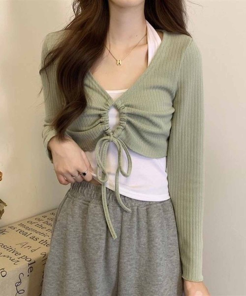 NANEA(ナネア)の「クロップド丈 フロントシャーリングトップス(ニット/セーター・レディース・グリーン/グレー/ホワイト・フリー)」の21枚目の写真