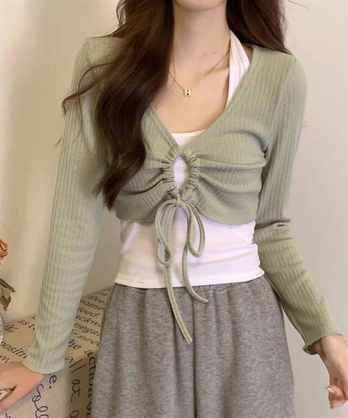 NANEA(ナネア)の「クロップド丈 フロントシャーリングトップス(ニット/セーター・レディース・グリーン/グレー/ホワイト・フリー)」の22枚目の写真