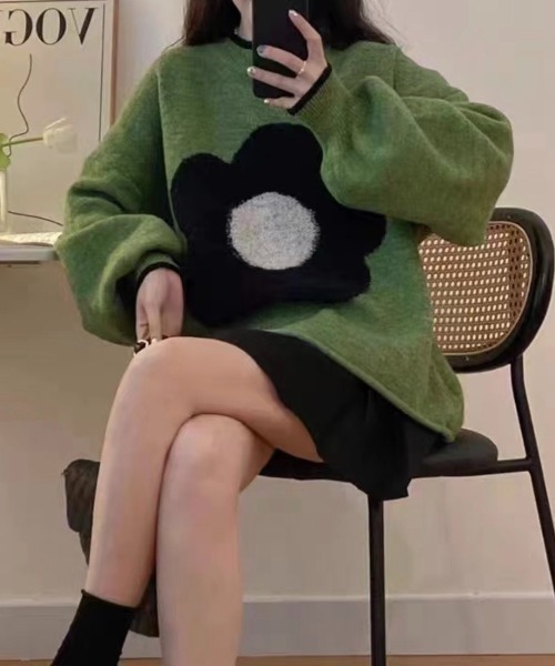 セール】新色追加/花柄ジャカードニットプルオーバー（ニット/セーター