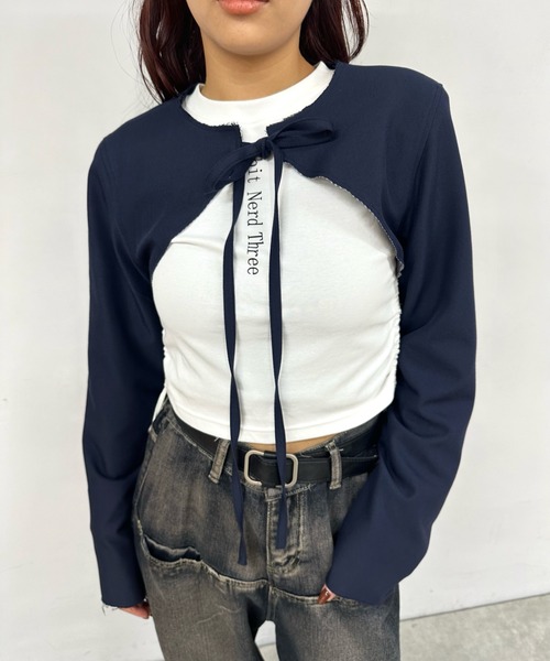 Six M(シックスエム)の「【Six/Mシックスエム】マイクロショートジャケット(その他アウター・レディース・ブラック/ブラウン/ネイビー・FREE)」の1枚目の写真