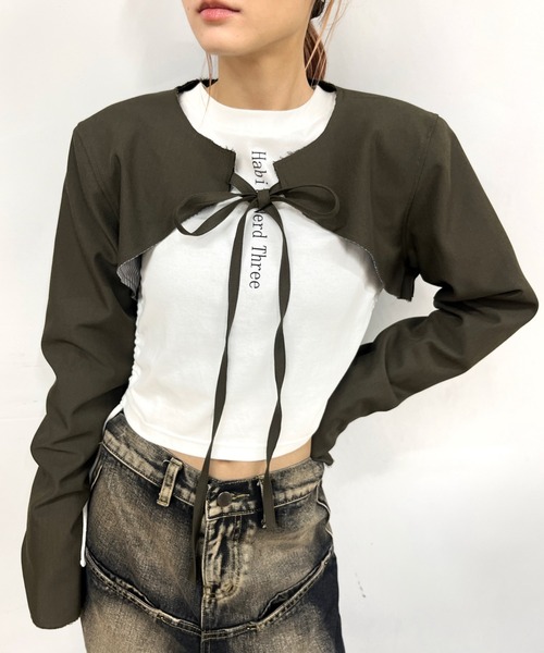 Six M(シックスエム)の「【Six/Mシックスエム】マイクロショートジャケット(その他アウター・レディース・ブラック/ブラウン/ネイビー・FREE)」の3枚目の写真