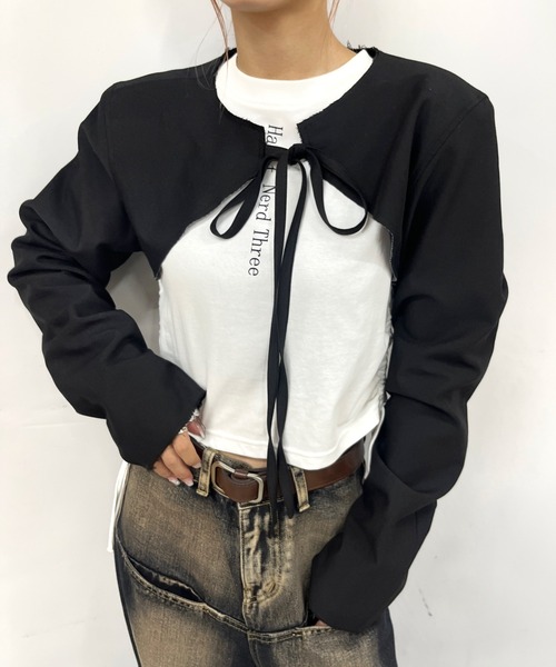 Six M(シックスエム)の「【Six/Mシックスエム】マイクロショートジャケット(その他アウター・レディース・ブラック/ブラウン/ネイビー・FREE)」の2枚目の写真