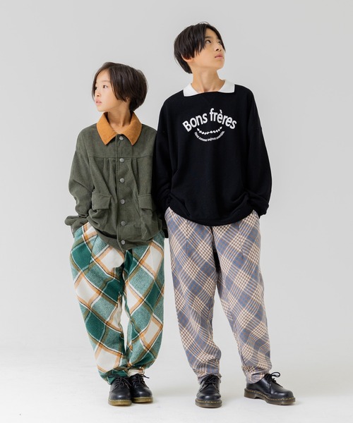 JAM & LINK(ジャムアンドリンク)の「「@r.y.623」コラボ企画 布帛チェックワイドパンツ(その他パンツ・キッズ・ブラウン/グリーン・120cm/140cm/110cm/150cm/130cm/160cm)」の17枚目の写真