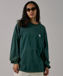 【BEN DAVIS(ベンデイビス)】 WASHED L/S LABEL TEE(WIDE) / ストーンウォッシュ フェード ピスネーム ロンT ワンポイント 長袖 ビッグシルエット