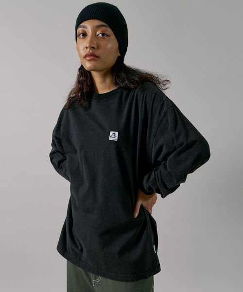 BEN DAVIS(ベンデイビス)の「【BEN DAVIS(ベンデイビス)】 WASHED L/S LABEL TEE(WIDE) / ストーンウォッシュ フェード ピスネーム ロンT ワンポイント 長袖 ビッグシルエット(Tシャツ/カットソー・メンズ・ブラック/ラベンダー/ネイビー/ダークグリーン/ホワイト・MEDIUM/LARGE/X-LARGE)」の9枚目の写真