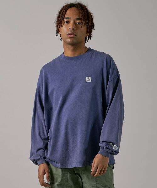BEN DAVIS(ベンデイビス)の「【BEN DAVIS(ベンデイビス)】 WASHED L/S LABEL TEE(WIDE) / ストーンウォッシュ フェード ピスネーム ロンT ワンポイント 長袖 ビッグシルエット(Tシャツ/カットソー・メンズ・ブラック/ラベンダー/ネイビー/ダークグリーン/ホワイト・MEDIUM/LARGE/X-LARGE)」の15枚目の写真