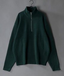 half zip sweater/畦編み ハーフジップ セーター/ニット