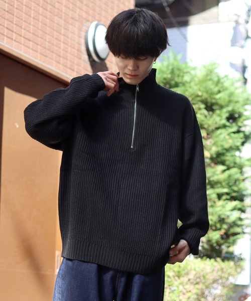 SITRY（シトリー）の「half zip sweater/畦編み ハーフジップ セーター/ニット（ニット/セーター・メンズ・ブラック/グリーン/ライトベージュ/オレンジ/ブラウン・L/XL/M）」の17枚目の写真