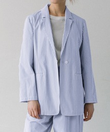 Liyoca（リヨカ）の「オーガニックストライプジャケット（テーラードジャケット）」