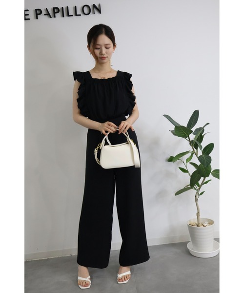 SAISON DE PAPILLON（セゾンドパピヨン）の「牛床革レザー２WAYショルダーバッグ 韓国ファッション（ショルダーバッグ・レディース・ブラック/オフホワイト・フリー）」の3枚目の写真