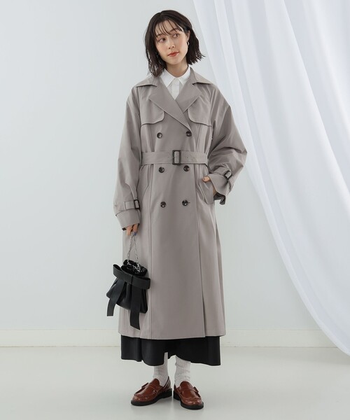 Ray BEAMS（レイビームス）の「Ray BEAMS / ヘリンボーン キリカエ トレンチコート（トレンチコート・レディース・ベージュ/シルバー・0/1）」の3枚目の写真