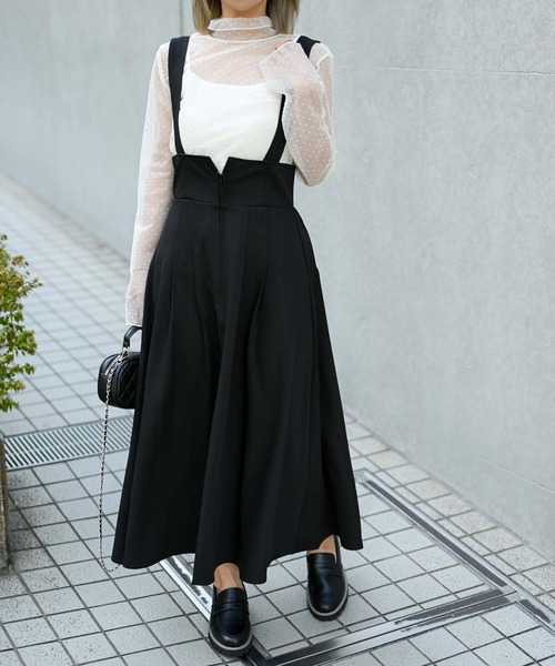 セール】フロントジップハイウエストジャンスカ（ジャンパースカート