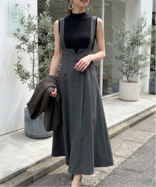 Rejoule（リジュール）の「フロントジップハイウエストジャンスカ（ジャンパースカート・レディース・チャコールグレー/ブラック・FREE/S）」の19枚目の写真