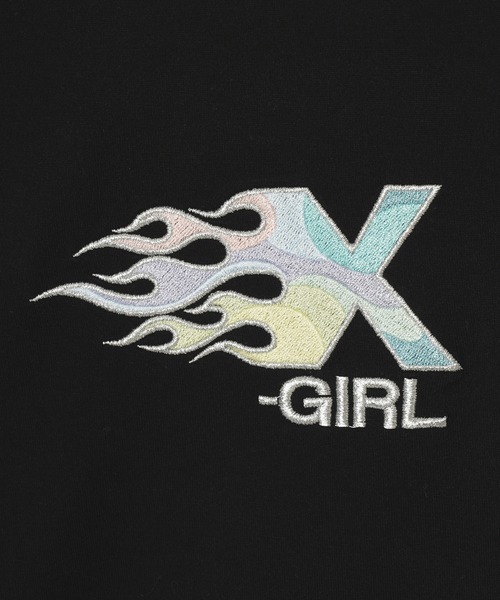 X-girl（エックスガール）の「BURNING X LOGO S/S RINGER BABY TEE（Tシャツ/カットソー・レディース・ブラック/ホワイト/ピンク・S/M）」の6枚目の写真