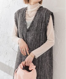 ツイード・Vネック ジャンパースカート