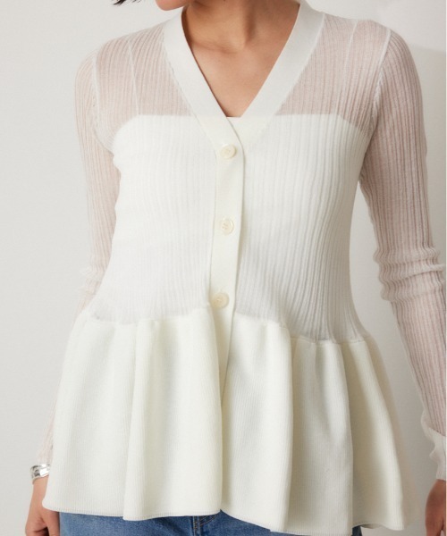 crie conforto（クリーコンフォルト）の「シアードッキングペプラムカーディガン（カーディガン/ボレロ・レディース・ブラック/ネイビー/ホワイト・FREE）」の2枚目の写真