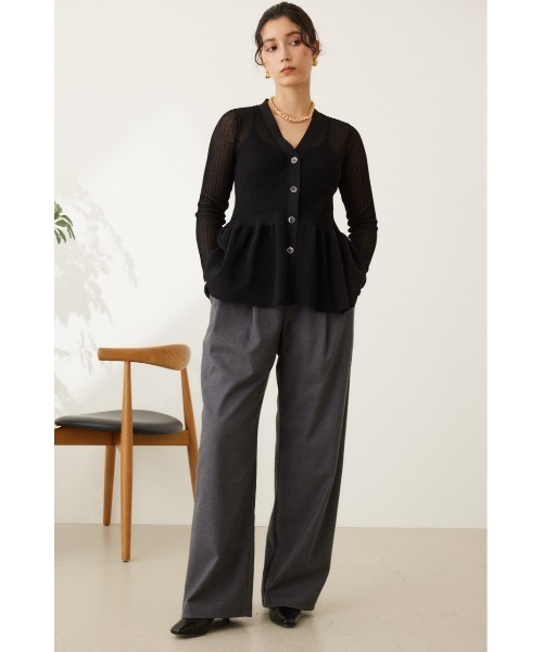 crie conforto（クリーコンフォルト）の「シアードッキングペプラムカーディガン（カーディガン/ボレロ・レディース・ブラック/ネイビー/ホワイト・FREE）」の7枚目の写真