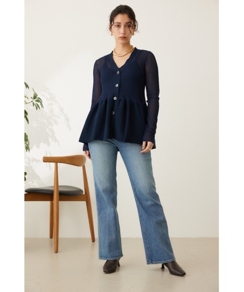 crie conforto（クリーコンフォルト）の「シアードッキングペプラムカーディガン（カーディガン/ボレロ・レディース・ブラック/ネイビー/ホワイト・FREE）」の9枚目の写真